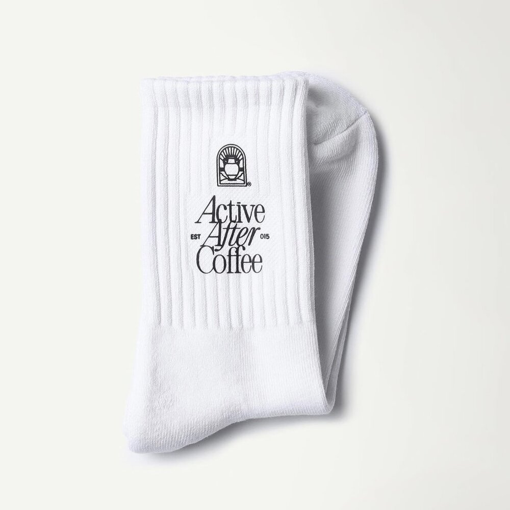 Active After Coffee White Crew Socks 4 Pairs O/S New